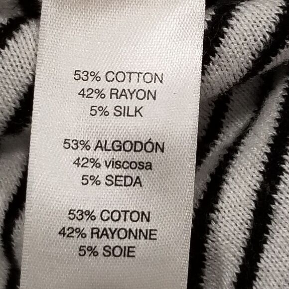 Chicos 1 US Medium Cardigan Sweater Blazer Cotton Silk Blend Black White Career - Picture 6 of 10